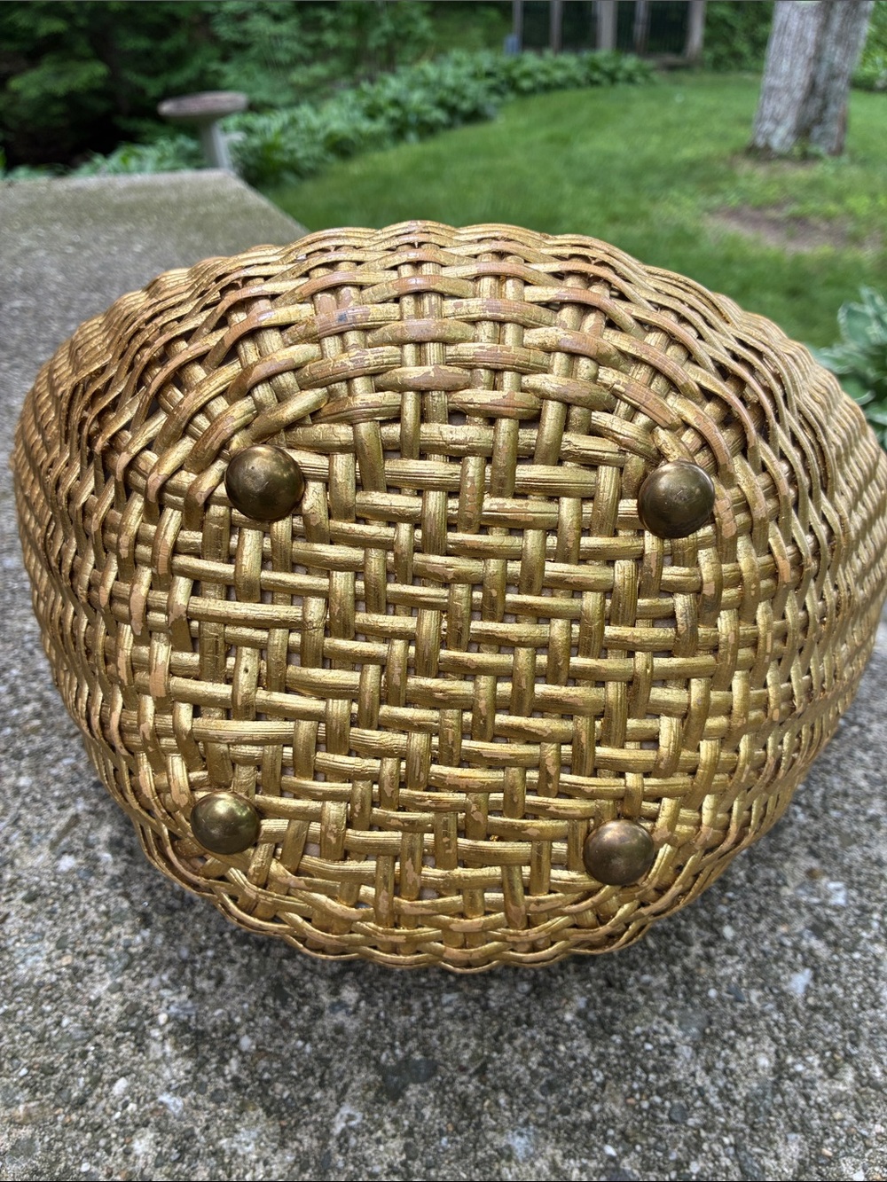Vintage Koret Gold Woven Bucket Tote Bag with Decorative Medallion - Picture 3 of 13